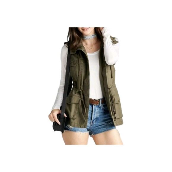 PER SE Army Green Cotton Utility Vest Size Medium - Picture 1 of 5